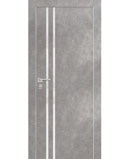 Дверь PX-11  AL кромка с 2-х ст. Серый бетон со стеклом
