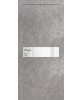 Дверь PX-13 AL кромка с 2-х ст. Серый бетон со стеклом
