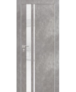 Дверь PX-16  AL кромка с 2-х ст. Серый бетон со стеклом