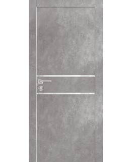 Дверь PX-18 AL кромка с 2-х ст. Серый бетон со стеклом