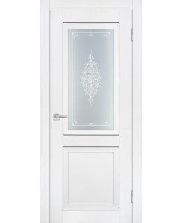 Дверь PST-27 белый бархат со стеклом