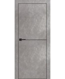 Дверь PX-19 черная кромка с 4-х ст. Серый бетон с молдингом