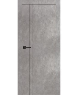 Дверь PX-20  черная кромка с 4-х ст. Серый бетон с молдингом