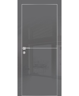 Дверь HGX-19 AL-хром кромка с 4-х ст. Графит глянец с молдингом