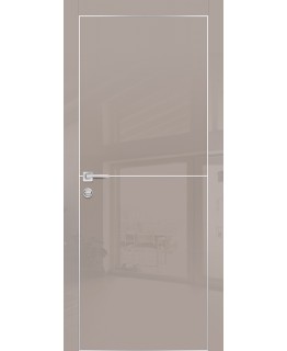Дверь HGX-19 AL-хром кромка с 4-х ст. Латте глянец с молдингом