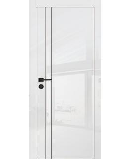Дверь HGX-20 черная кромка с 4-х ст. Белый глянец с молдингом