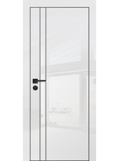 Дверь HGX-20 черная кромка с 4-х ст. Белый глянец
