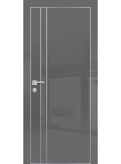 Дверь HGX-20 AL-хром кромка с 4-х ст. Графит глянец