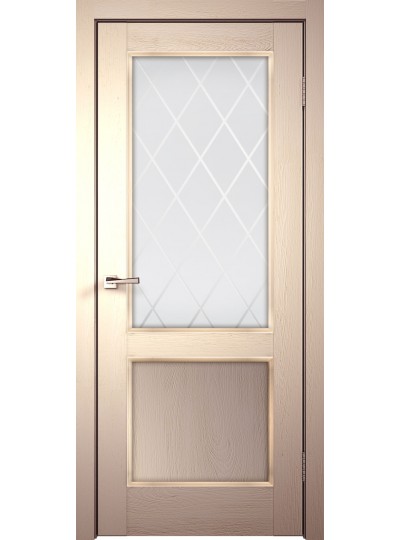Дверь VellDoris  экошпон Classico 2V слоновая кость, стекло белое