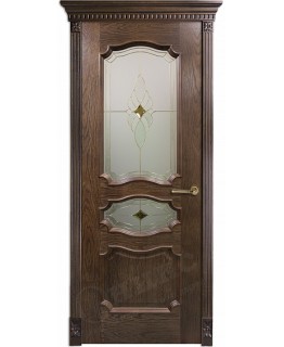 Дверь Оникс Барселона дуб коньячный, стекло "Витраж Бевелс"