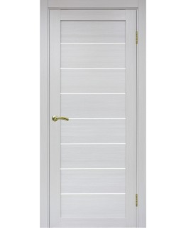 Дверь Оптим ЭКО 508.12 ясень серебристый, lacobel белый
