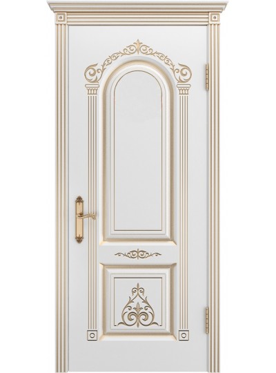 Дверь Шейл Дорс Ода В1 эмаль белая с золотой патиной, глухая