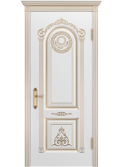 Дверь Шейл Дорс Ода В3 эмаль белая с золотой патиной, глухая
