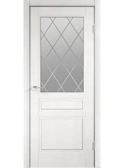 Дверь VellDoris Scandi 3V эмаль белая, стекло ромб