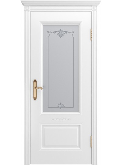 Дверь Шейл Дорс Аккорд В1 эмаль белая, стекло матированное узор 1