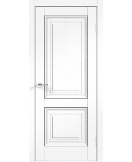 Дверь VellDoris экошпон Neoclassico Alto 7 ясень белый, глухая, молдинг грей