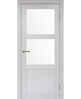 Дверь Оптим ЭКО 630.221 ОФ3 ясень серебристый, lacobel белый