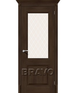Дверь Браво Классико-33 экошпон дуб темный , сатинато белое художественное "White Сrystal"
