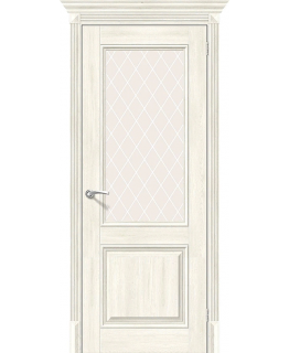 Дверь Браво Классико-33 экошпон дуб нордик, сатинато белое художественное "White Сrystal"