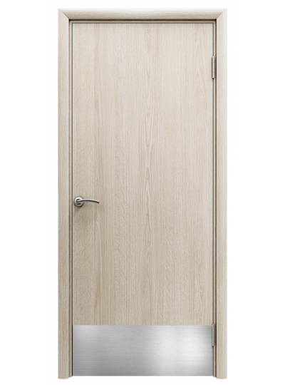 Дверь гладкая влагостойкая Аква скандинавский дуб с отбойной пластиной h200 мм