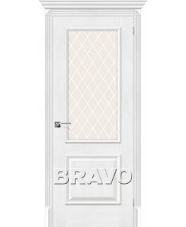 Дверь Браво Классико-13 экошпон королевский дуб, сатинато белое художественное "White Сrystal"