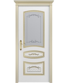 Дверь Шейл Дорс Соната В3 эмаль белая с золотой патиной, сатинато белое