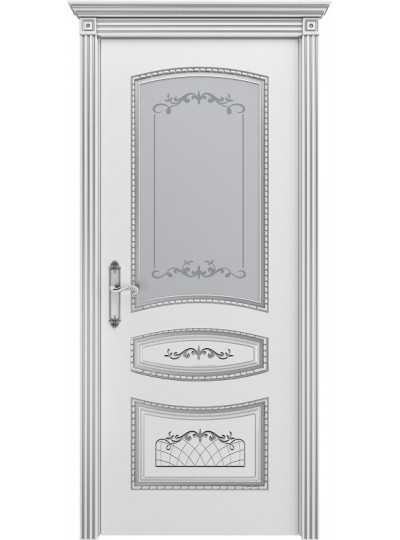 Дверь Шейл Дорс Соната В3 эмаль белая с патиной серебро, сатинато белое