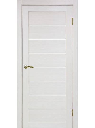 Дверь Оптим ЭКО 508.12 ясень перламутровый, lacobel белый