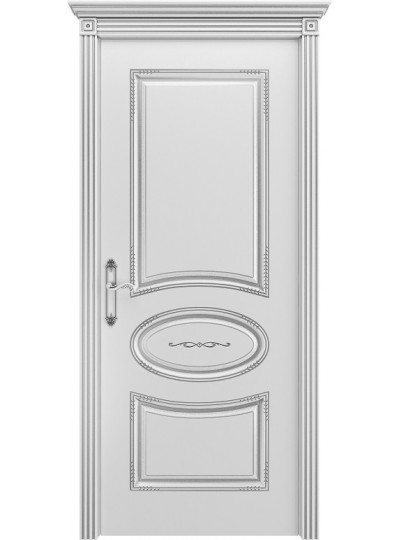 Дверь Шейл Дорс Ария В2 эмаль белая с серебряной патиной, глухая