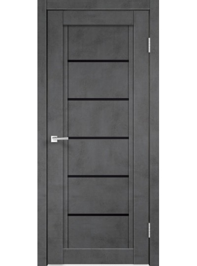 Дверь VellDoris экошпон Next 1 муар темно-серый, стекло лакобель черное