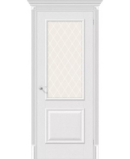 Дверь Браво Классико-13 экошпон виржин, сатинато белое художественное "White Сrystal"