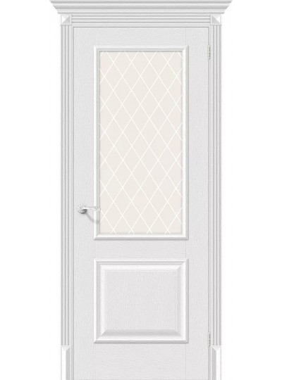 Дверь Браво Классико-13 экошпон виржин, сатинато белое художественное "White Сrystal"