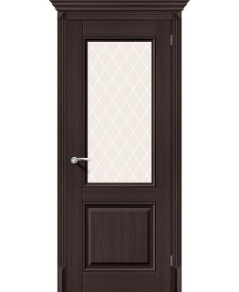 Дверь Браво Классико-33 экошпон венге вералинга, сатинато белое художественное "White Сrystal"