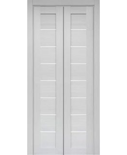 Дверь-книжка Оптим ЭКО 508 ясень серебристый, стекло сатинат