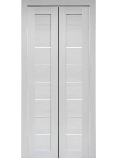 Дверь-книжка Оптим ЭКО 508 ясень серебристый, стекло сатинат