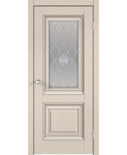 Дверь VellDoris экошпон Neoclassico Alto 7 ясень капучино, стекло кристалл, молдинг грей