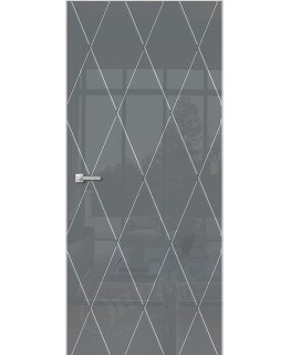 Дверь Оникс Арт, лакобель серый RAL7040, гравировка №11