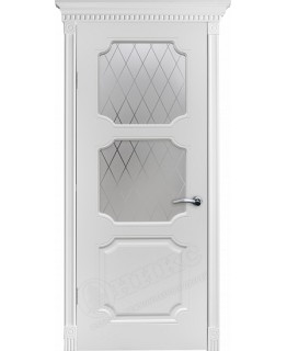 Дверь Оникс Валенсия фрезерованная эмаль белая, сатинат гравировка Ромбы