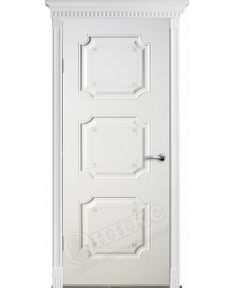 Дверь Оникс Валенсия фрезерованная эмаль белая с росписью 5 , глухая
