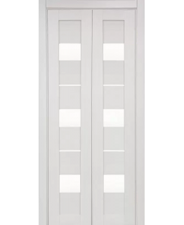 Дверь-книжка Оптим ЭКО 526 ясень перламутровый, стекло сатинат