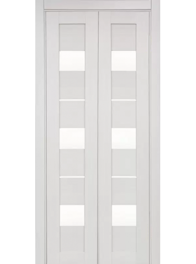 Дверь-книжка Оптим ЭКО 526 ясень перламутровый, стекло сатинат