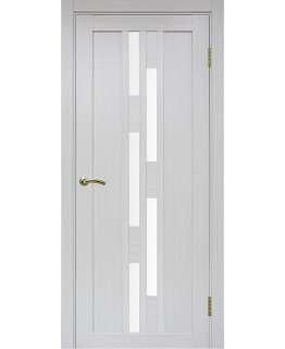 Дверь Оптим ЭКО 551.121 ясень серебристый, lacobel белый, 700*2000