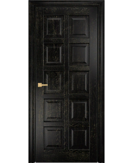 Дверь Оникс Вена 2 эмаль черная с золотой патиной, глухая