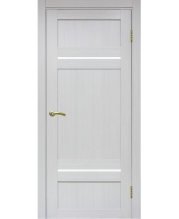 Дверь Оптим ЭКО 532.12121 ясень серебристый, lacobel белый