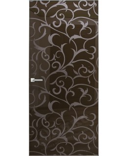 Дверь Оникс Арт, лакобель коричневый RAL8028, пескоструй №7