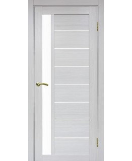 Дверь Оптим ЭКО 554 ясень серебристый, стекло сатинат, 600*1900