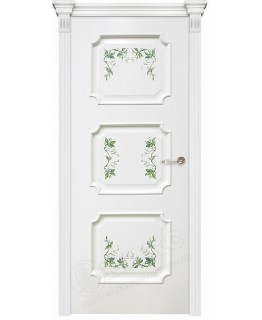 Дверь Оникс Валенсия эмаль белая со сложной росписью 3, глухая