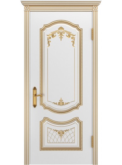 Дверь Шейл Дорс Соло В3 эмаль белая с золотой патиной, глухая
