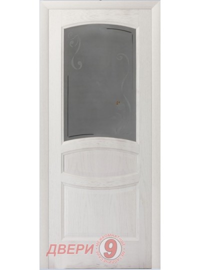 Межкомнатная дверь "Лига" Аврора со стеклом Цвет Белый ясень