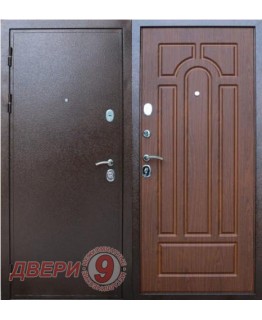 Дверь металлическая ПРЕСТИЖ Медный антик / Орех тисненый